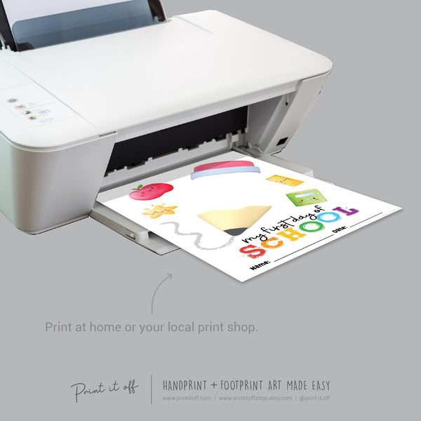 1st First Day School Pencil / Kindergarten Pre-K Daycare Pre-School / Handprint DIY Art Craft Template Teacher / Print it Off