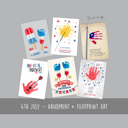 4th of July Handprint Footprint Art Craft / Independence Day USA America American / Child Kids Baby Toddler / Print It Off