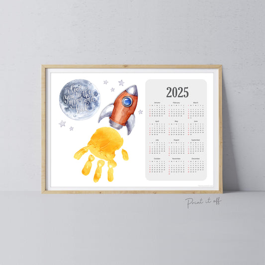 2025 Love you Moon and Back Calendar Year / Handprint Footprint Art Craft / Activity Gift Keepsake / Baby Child Toddler / Print It Off