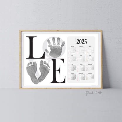 2025 Love Year Yearly / Handprint Footprint Art Craft / Activity DIY Gift Keepsake / Baby Kids Child Toddler / Print It Off