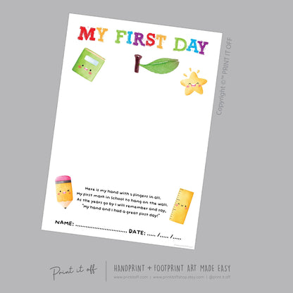 1st First Day School Poem Apple / Kindergarten Pre-K Daycare Pre-School / Handprint DIY Art Craft Template Teacher / Print it Off