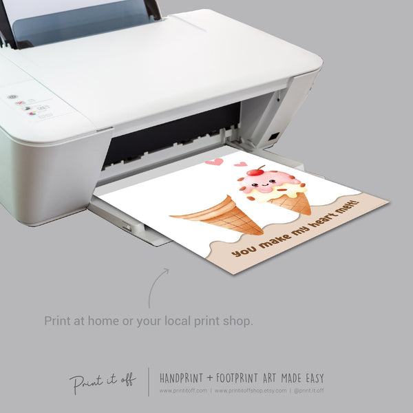 You Make My heart Melt Ice-Cream / Handprint Hand Art Craft Template / Love Valentines Mothers Fathers Day Grandparents / Print it Off