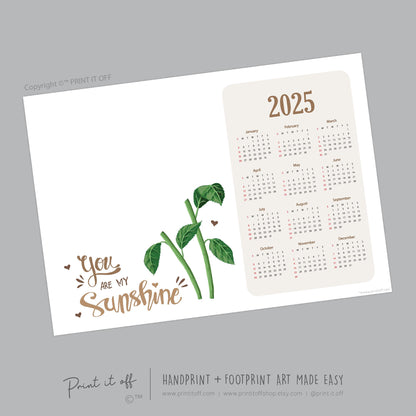 2025 Sunflower Calendar Year / Handprint Footprint Art Craft / Activity DIY Gift Keepsake / Baby Kids Child Toddler / Print It Off 0907