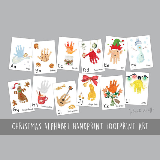 A-Z ABC Christmas Alphabet Handprint Footprint Craft Art Book / Baby Toddler Child / Xmas Keepsake Holiday Activity / Print It Off