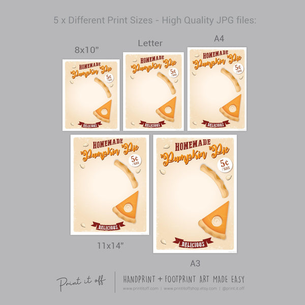 Pumpkin Pie Footprint Foot Hand Art Craft / Thanksgiving Fall Autumn Farm Sign Decor / Toddler Baby Memory Keepsake / Print It Off