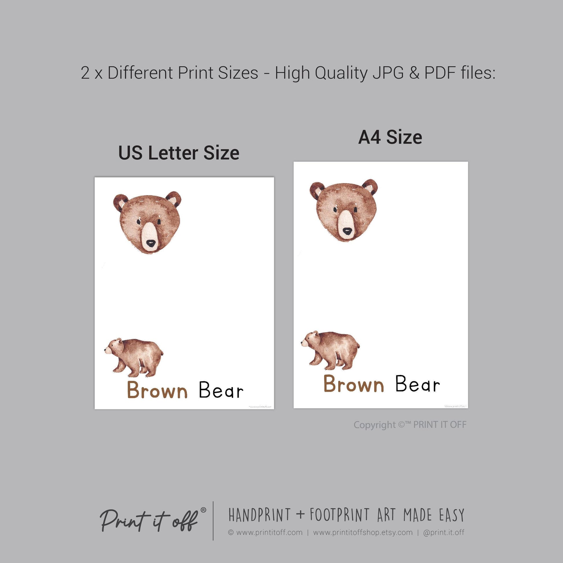 Brown Bear Handprint Craft Art Activity Colours Colors / Baby Toddler Child / Keepsake Learning / Print It Off