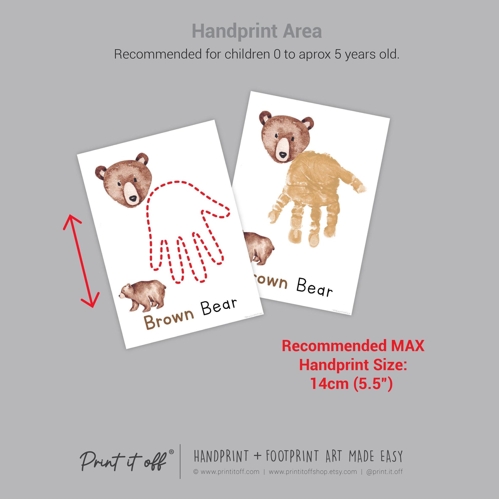 Brown Bear Handprint Craft Art Activity Colours Colors / Baby Toddler Child / Keepsake Learning / Print It Off