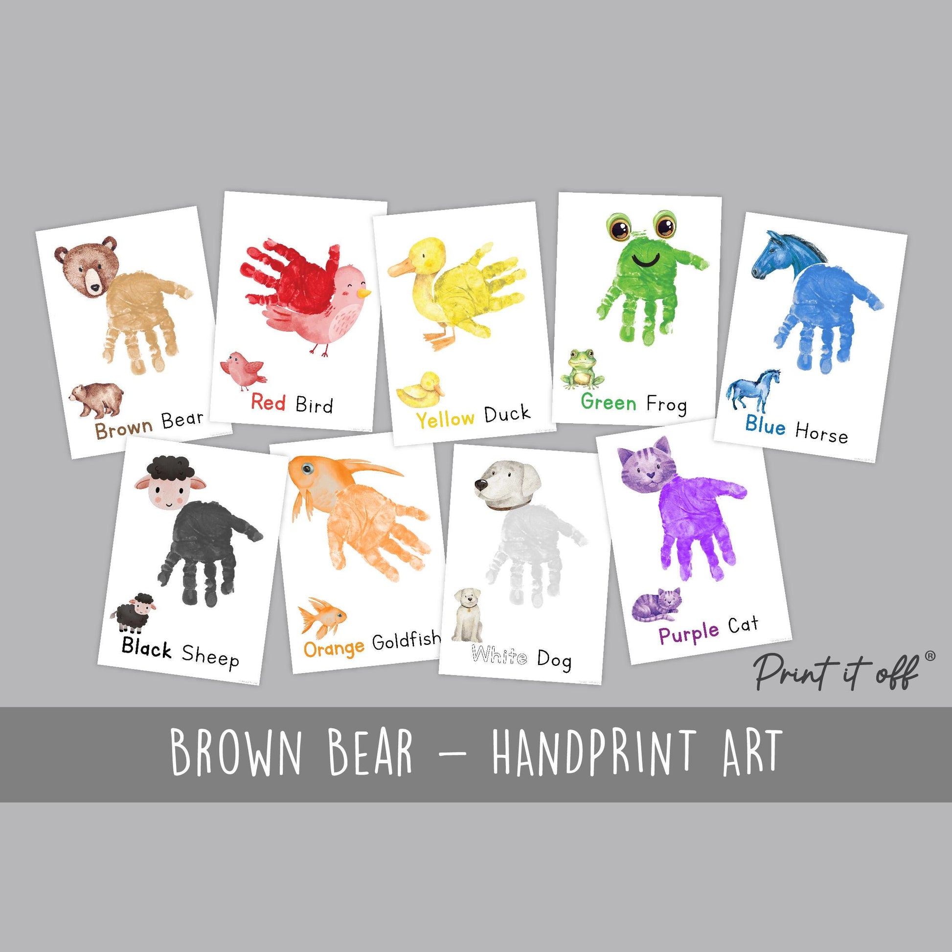 Brown Bear Handprint Craft Art Activity Colours Colors / Baby Toddler Child / Keepsake Learning / Print It Off