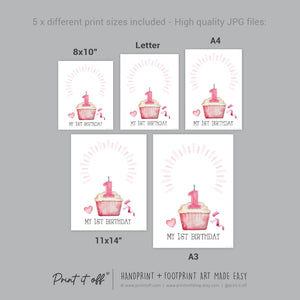 First 1st Second 2nd Third 3rd Birthday Cake Candle Handprint Hand Craft Art Activity / Baby Toddler Child / Keepsake Memory / Print It Off