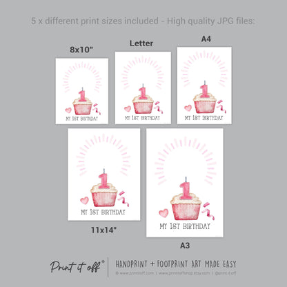 First 1st Second 2nd Third 3rd Birthday Cake Candle Handprint Hand Craft Art Activity / Baby Toddler Child / Keepsake Memory / Print It Off