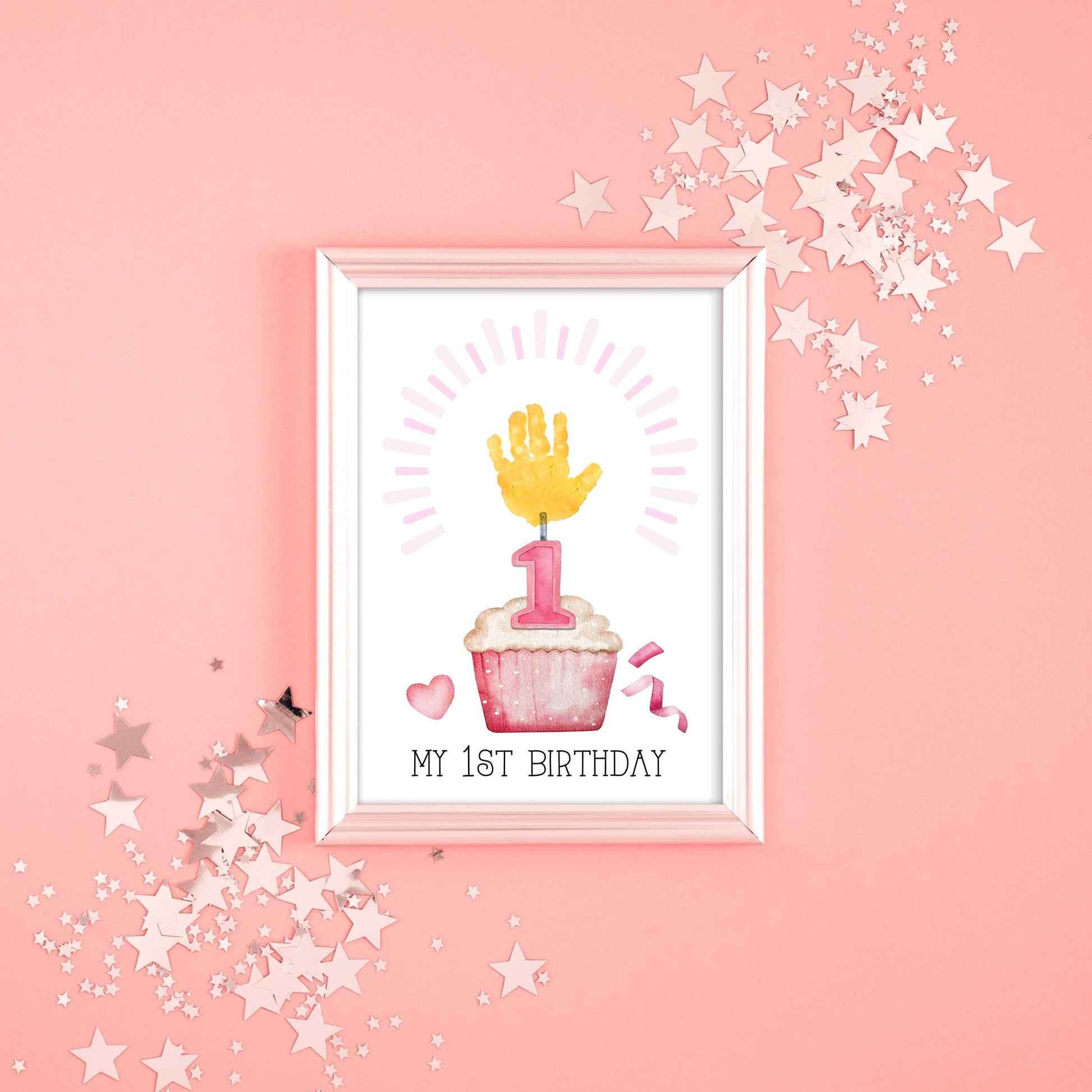 First 1st Second 2nd Third 3rd Birthday Cake Candle Handprint Hand Craft Art Activity / Baby Toddler Child / Keepsake Memory / Print It Off