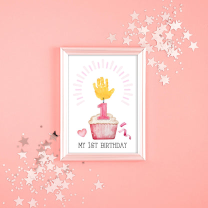 First 1st Second 2nd Third 3rd Birthday Cake Candle Handprint Hand Craft Art Activity / Baby Toddler Child / Keepsake Memory / Print It Off