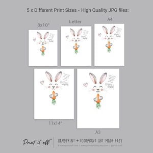Hoppy Easter / Footprint Art  / Cute Bunny Feet Foot Carrot Happy Poem / Kids Baby Toddler / Keepsake Craft DIY Gift Card Print It Off