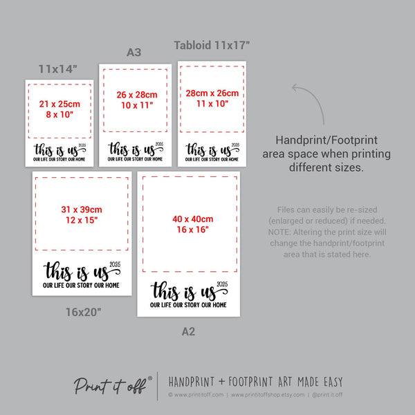 2025 Family This is Us / Handprint Footprint Art Craft Memory Decor / Children Kids Baby Mom Mum Dad / Keepsake DIY Wall / Print It Off 0927