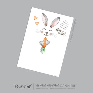 Hoppy Easter / Footprint Art  / Cute Bunny Feet Foot Carrot / Kids Baby Toddler / Keepsake Memory Craft DIY Gift Card Print It Off