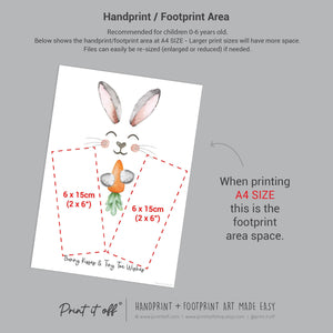 Bunny Kisses Tiny Toes / Footprint Art / Bunny Feet Foot Carrot / Kids Baby Toddler / Keepsake Memory Craft DIY Gift Card Print It Off