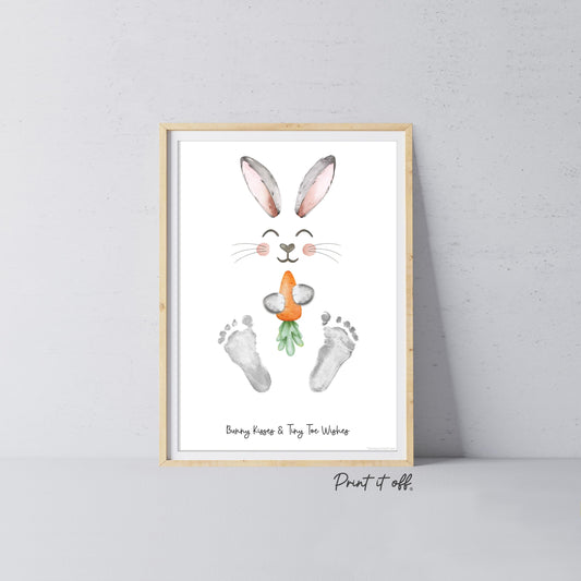 Bunny Kisses Tiny Toes / Footprint Art / Bunny Feet Foot Carrot / Kids Baby Toddler / Keepsake Memory Craft DIY Gift Card Print It Off