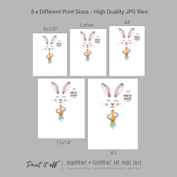 My First 1st Easter / Footprint Art / Bunny Feet Foot Carrot / Kids Baby Toddler / Keepsake Memory Craft Gift Card Print It Off