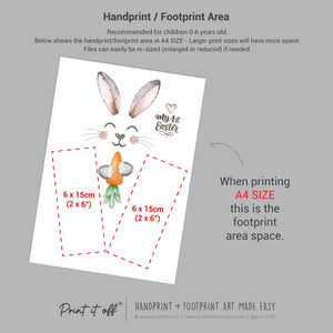 My First 1st Easter / Footprint Art / Bunny Feet Foot Carrot / Kids Baby Toddler / Keepsake Memory Craft Gift Card Print It Off