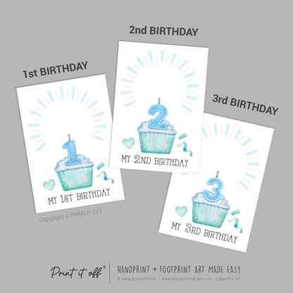 First 1st 2nd 3rd Birthday Cake Candle Handprint Hand Craft Art Activity / Baby Toddler Child / Keepsake Memory / Print It Off