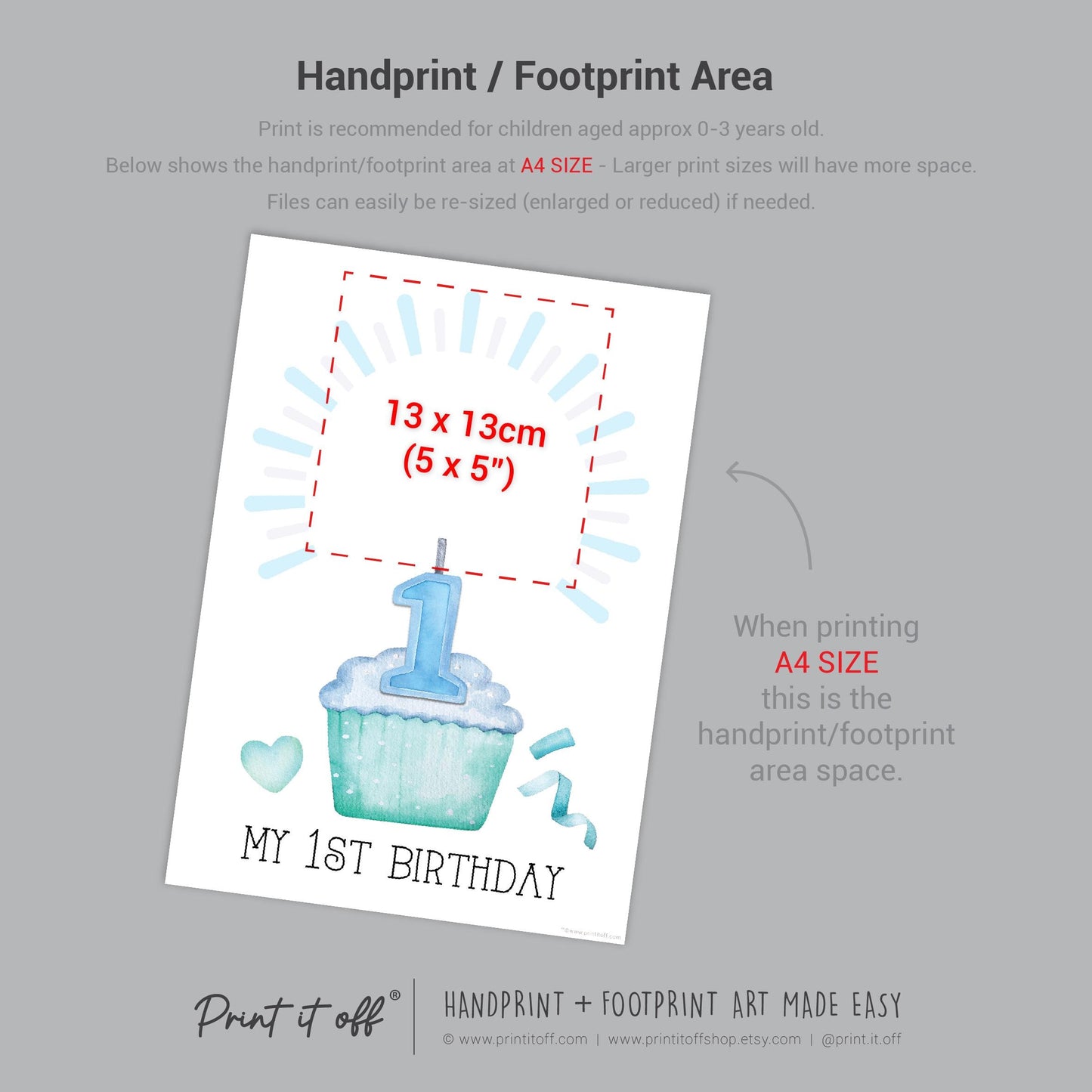 First 1st 2nd 3rd Birthday Cake Candle Handprint Hand Craft Art Activity / Baby Toddler Child / Keepsake Memory / Print It Off