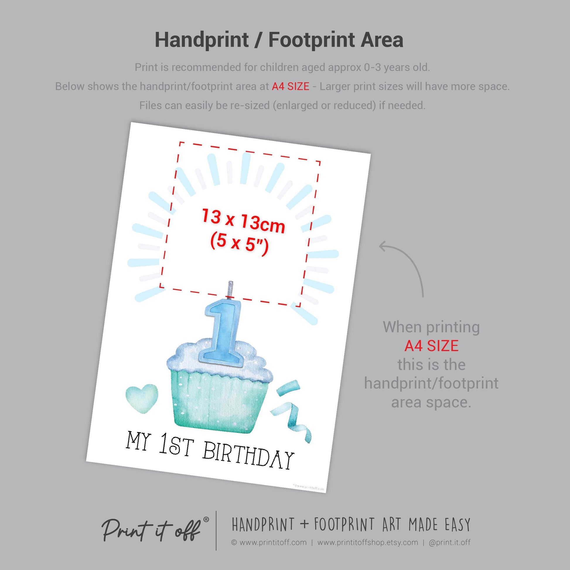 First 1st 2nd 3rd Birthday Cake Candle Handprint Hand Craft Art Activity / Baby Toddler Child / Keepsake Memory / Print It Off