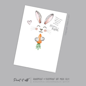 Hoppy Easter / Footprint Art  / Cute Bunny Feet Foot Carrot Happy Poem / Kids Baby Toddler / Keepsake Craft DIY Gift Card Print It Off