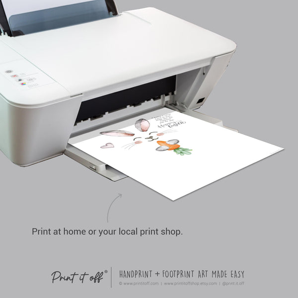 Hoppy Easter / Footprint Art  / Cute Bunny Feet Foot Carrot Happy Poem / Kids Baby Toddler / Keepsake Craft DIY Gift Card Print It Off