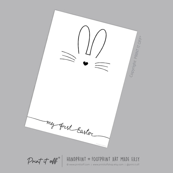 My First 1st Easter / Footprint Art / Bunny Feet Foot / Kids Baby Toddler / Keepsake Memory Craft Gift Card Print It Off