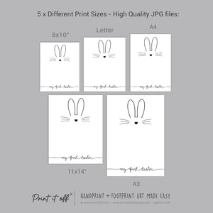 My First 1st Easter / Footprint Art / Bunny Feet Foot / Kids Baby Toddler / Keepsake Memory Craft Gift Card Print It Off