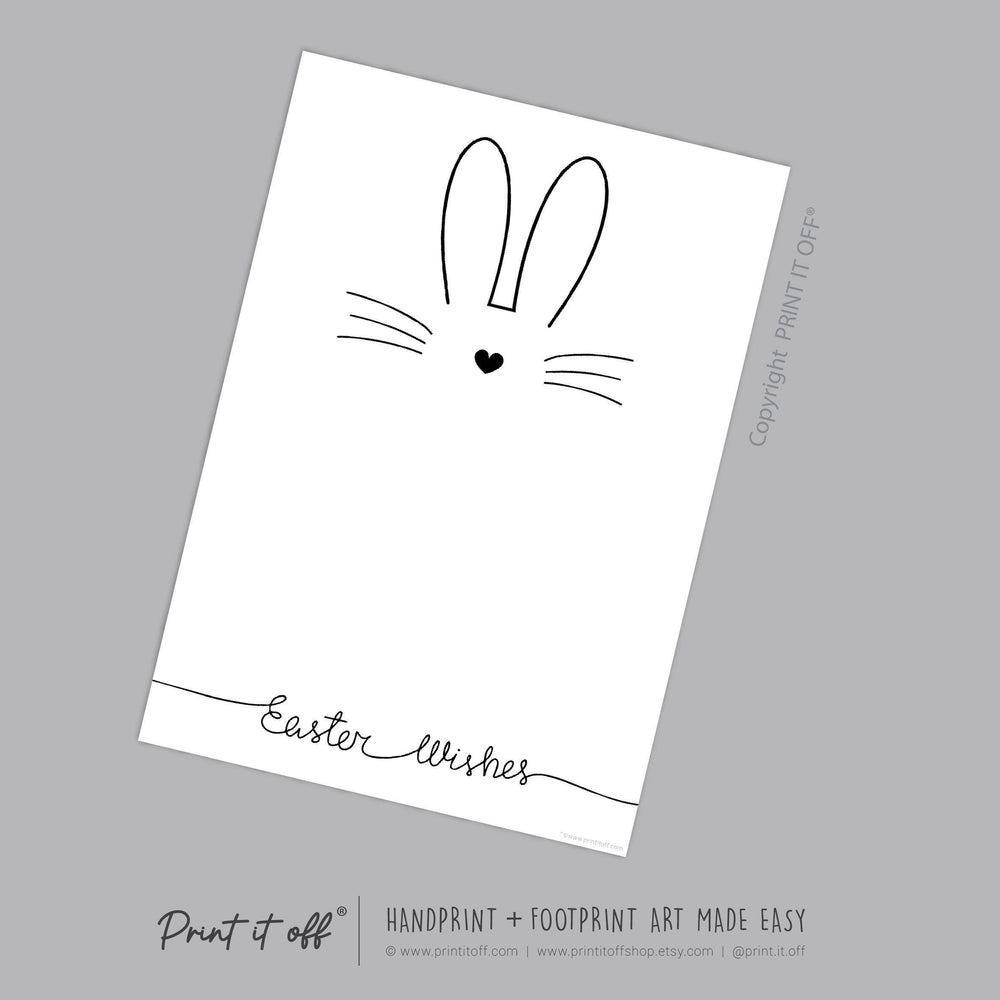 Easter Wishes / Footprint Minimal Art / Bunny Feet Foot / Kids Baby Toddler / Keepsake Memory Craft Gift Card Print It Off