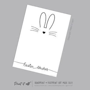 Easter Wishes / Footprint Minimal Art / Bunny Feet Foot / Kids Baby Toddler / Keepsake Memory Craft Gift Card Print It Off