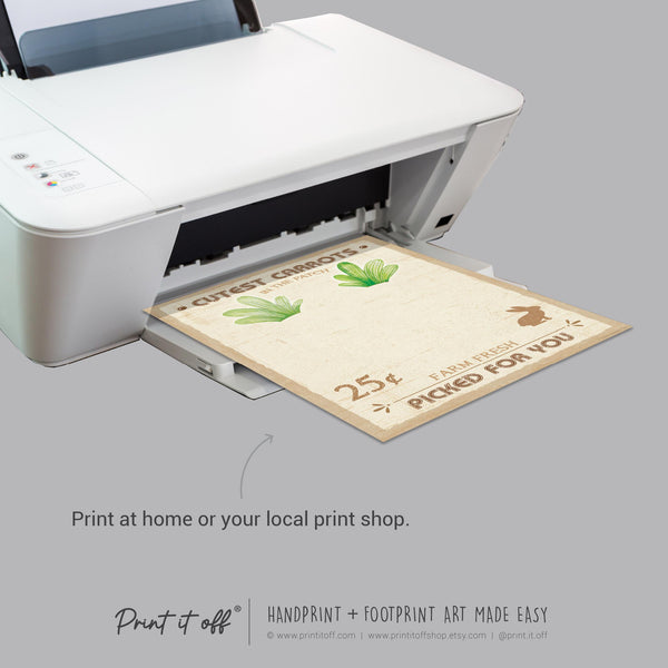 Cutest Carrots Farm Sign Patch Easter / Footprint Feet Art Craft / Kids Baby Toddler / Activity Keepsake Gift Card Decor PRINT IT OFF