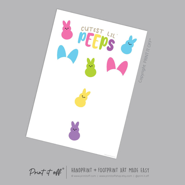 Cutest Lil Peeps Happy Easter / Footprint Handprint Art / Bunny Feet Foot / Kids Baby Toddler / Keepsake Memory Craft Gift Card Print It Off 0939