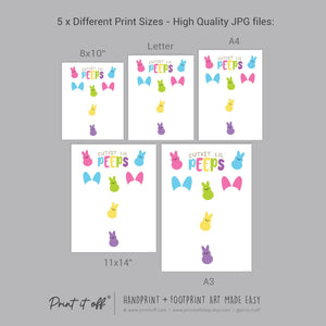 Cutest Lil Peeps Happy Easter / Footprint Handprint Art / Bunny Feet Foot / Kids Baby Toddler / Keepsake Memory Craft Gift Card Print It Off 0939