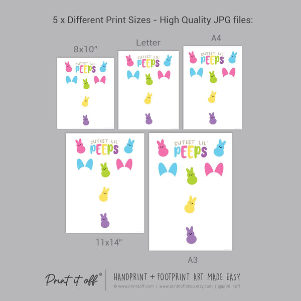Cutest Lil Peeps Happy Easter / Footprint Handprint Art / Bunny Feet Foot / Kids Baby Toddler / Keepsake Memory Craft Gift Card Print It Off 0939