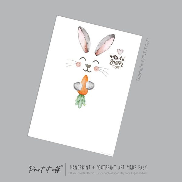 My First 1st Easter / Footprint Art / Bunny Feet Foot Carrot / Kids Baby Toddler / Keepsake Memory Craft Gift Card Print It Off