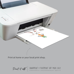 My First 1st Easter / Footprint Art / Bunny Feet Foot Carrot / Kids Baby Toddler / Keepsake Memory Craft Gift Card Print It Off