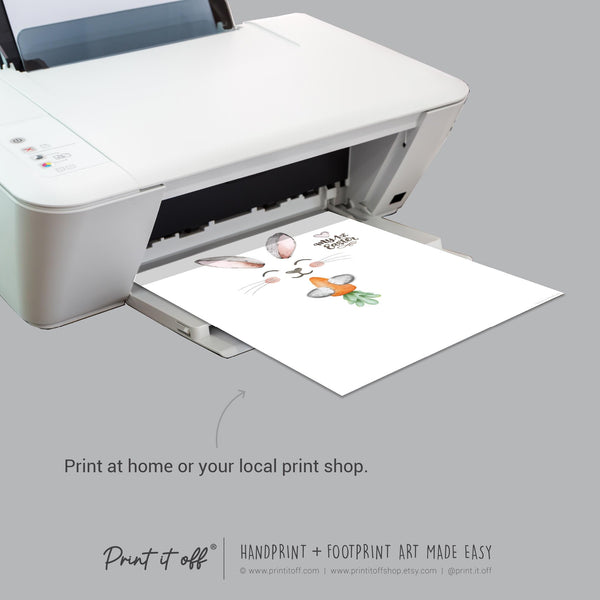 My First 1st Easter / Footprint Art / Bunny Feet Foot Carrot / Kids Baby Toddler / Keepsake Memory Craft Gift Card Print It Off