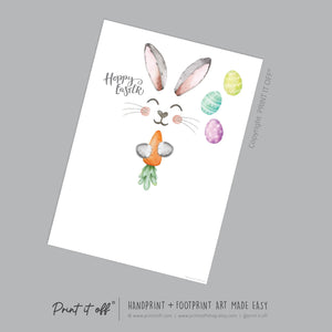 Hoppy Easter / Footprint Handprint Art / Bunny Feet Foot Carrot / Kids Baby Toddler / Keepsake Memory Craft DIY Gift Card Print It Off