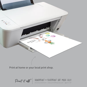 Hoppy Easter / Footprint Handprint Art / Bunny Feet Foot Carrot / Kids Baby Toddler / Keepsake Memory Craft DIY Gift Card Print It Off