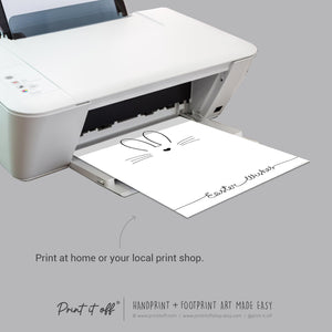 Easter Wishes / Footprint Minimal Art / Bunny Feet Foot / Kids Baby Toddler / Keepsake Memory Craft Gift Card Print It Off