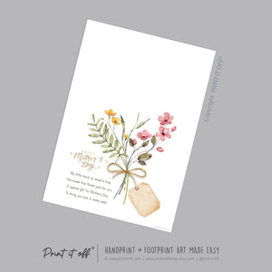 Mother&#39;s Day Handprint Tag Poem / Hand Flower Mom Mum Grandma / Keepsake Memory Craft Gift Card / Print It Off