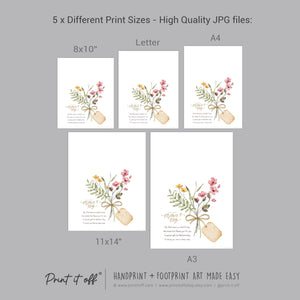 Mother&#39;s Day Handprint Tag Poem / Hand Flower Mom Mum Grandma / Keepsake Memory Craft Gift Card / Print It Off