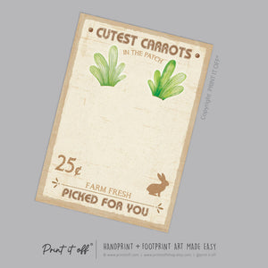 Cutest Carrots Farm Sign Patch Easter / Footprint Feet Art Craft / Kids Baby Toddler / Activity Keepsake Gift Card Decor PRINT IT OFF