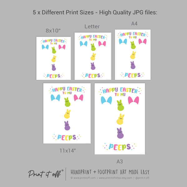 Happy Easter to my Peeps / Footprint Handprint Art / Bunny Feet Foot / Kids Baby Toddler / Keepsake Memory Craft Gift Card Print It Off