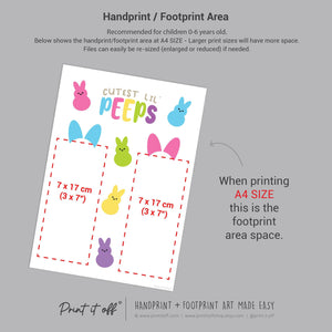 Cutest Lil Peeps Happy Easter / Footprint Handprint Art / Bunny Feet Foot / Kids Baby Toddler / Keepsake Memory Craft Gift Card Print It Off 0939
