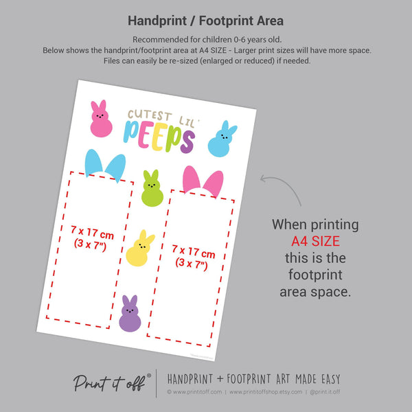 Cutest Lil Peeps Happy Easter / Footprint Handprint Art / Bunny Feet Foot / Kids Baby Toddler / Keepsake Memory Craft Gift Card Print It Off 0939