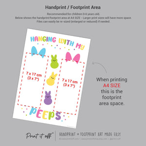 Hanging With My Peeps Easter / Footprint Art / Bunny Feet Foot / Kids Baby Toddler / Keepsake Memory Craft Gift Card Print It Off