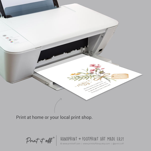 Mother&#39;s Day Handprint Tag Poem / Hand Flower Mom Mum Grandma / Keepsake Memory Craft Gift Card / Print It Off